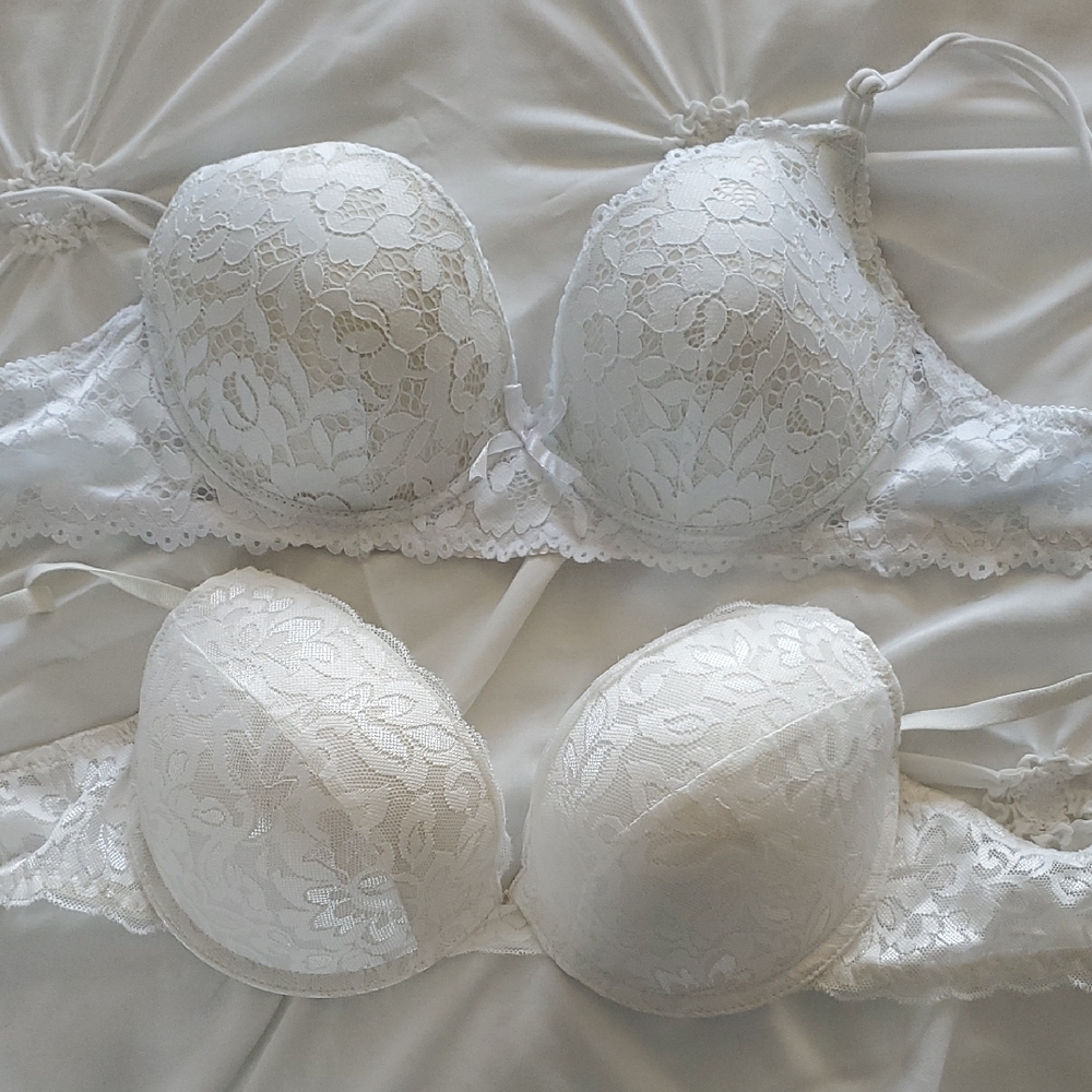 Elegant White Lace Bras 85C